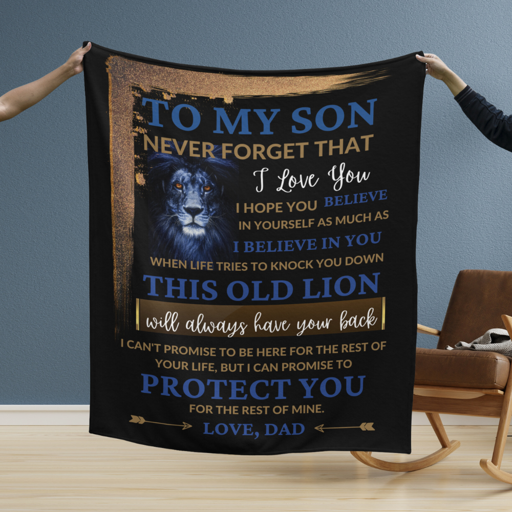 To My Son / This Old Lion / Love, Dad Mink Sherpa Blanket 50x60
