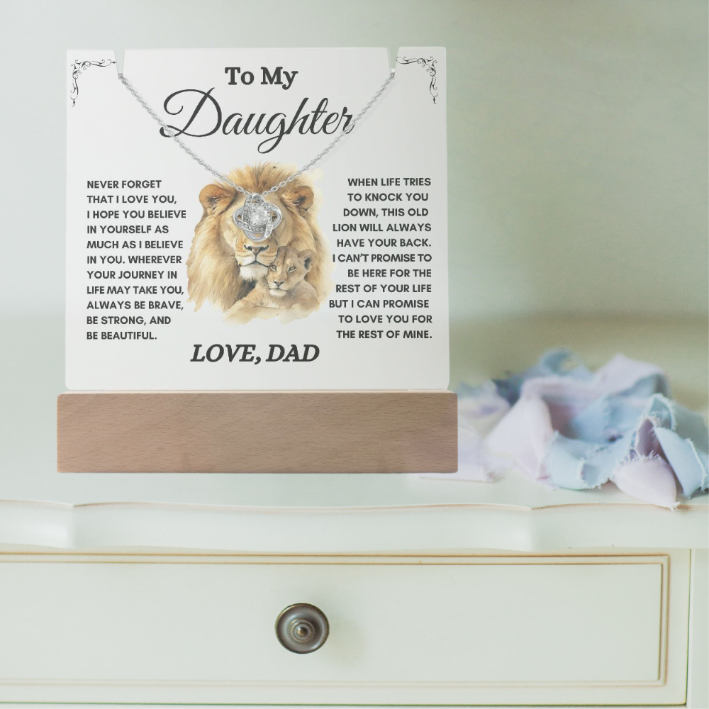 To My Daughter / Gift from Dad / Keepsake Acrylic Bundle with Love Knot Necklace