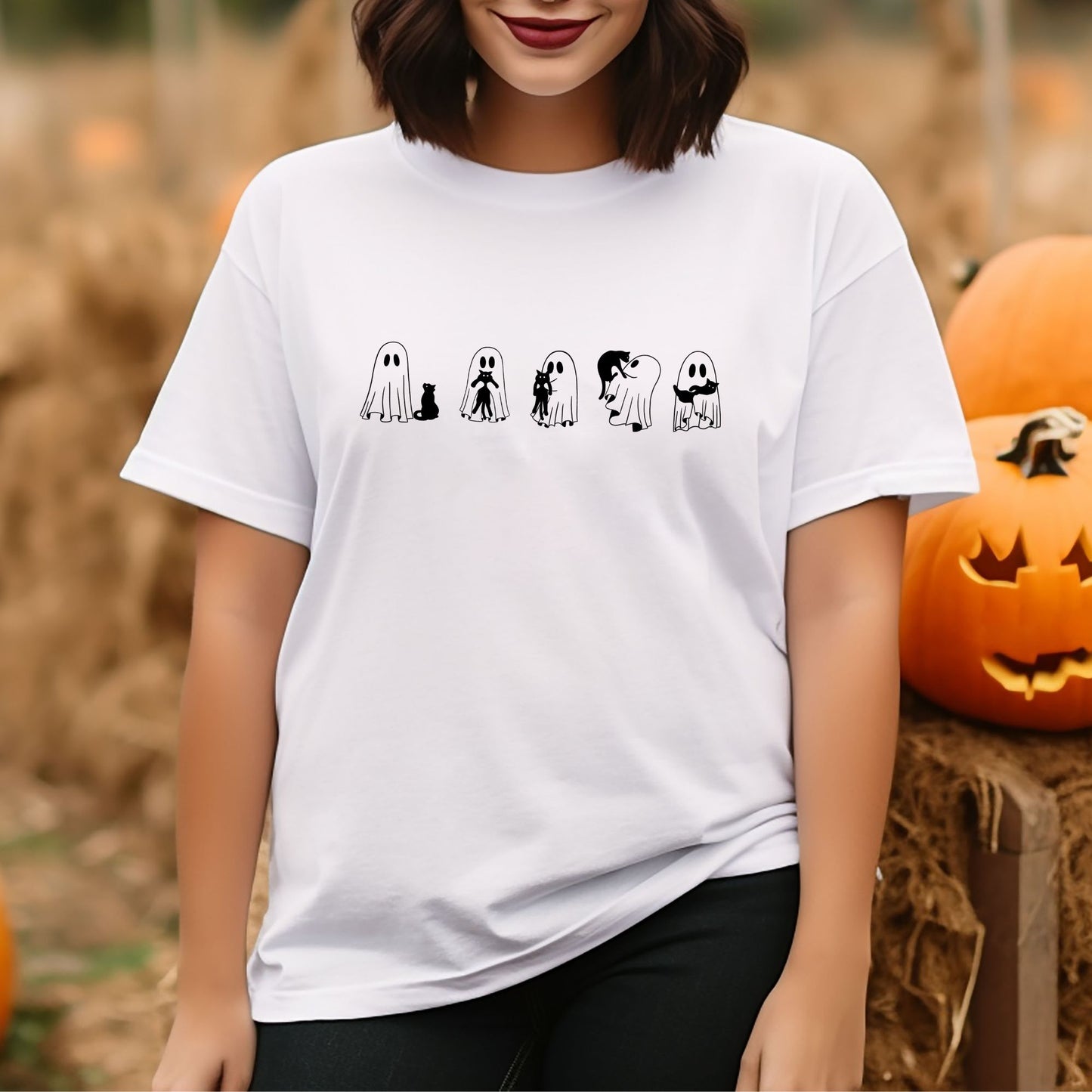 Ghost loves Cats Women's Short-Sleeve T-Shirt