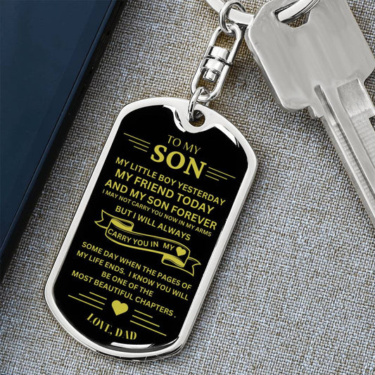 To My Son / Love Dad /Dog Tag Keychain