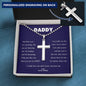 Daddy / My Hero / Personalized Cross Necklace with Military Ball Chain / Personalized Message Card