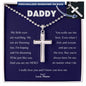 Daddy / My Hero / Personalized Cross Necklace with Military Ball Chain / Personalized Message Card