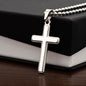 Daddy / My Hero / Personalized Cross Necklace with Military Ball Chain / Personalized Message Card
