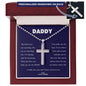 Daddy / My Hero / Personalized Cross Necklace with Military Ball Chain / Personalized Message Card