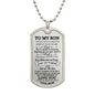 To My Son / Just Go Forth / Love, Mom / Military Dog Tag Necklace