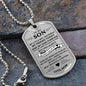 To My Son / Carry You in my Heart / Love, Mom / Military Dog Tag Necklace