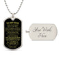 To My Son / Love, Dad / Military Dog Tag Necklace