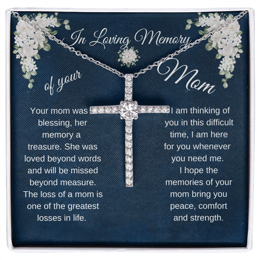 In Loving Memory / Mom / CZ Cross Necklace
