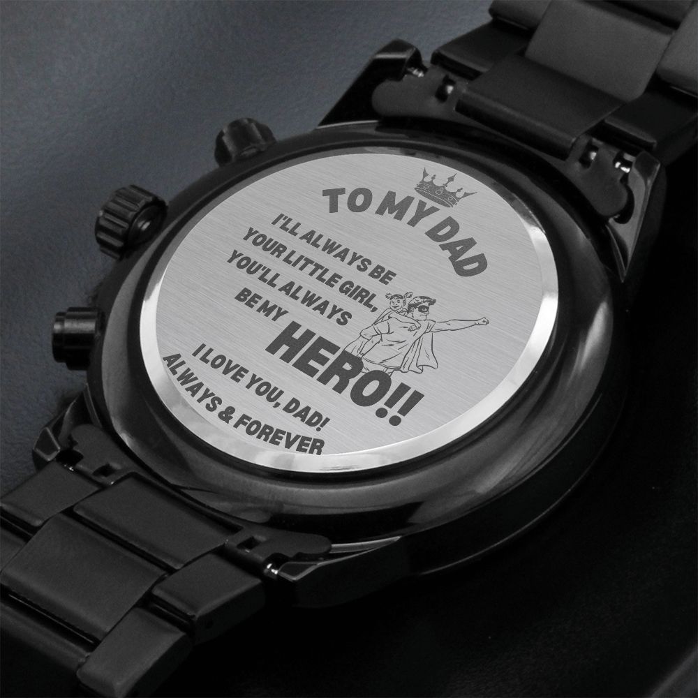 Dad / From Daughter / Black Chronograph Watch