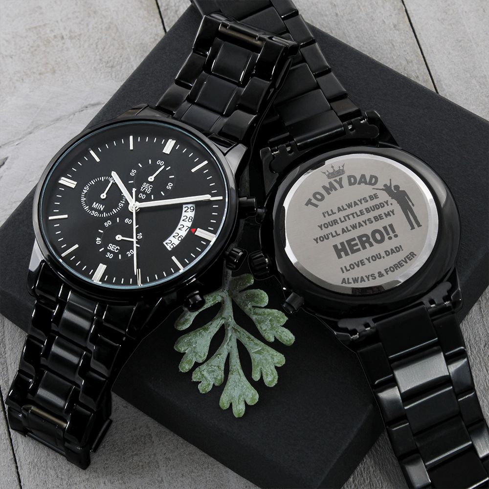Dad / From Son / Black Chronograph Watch