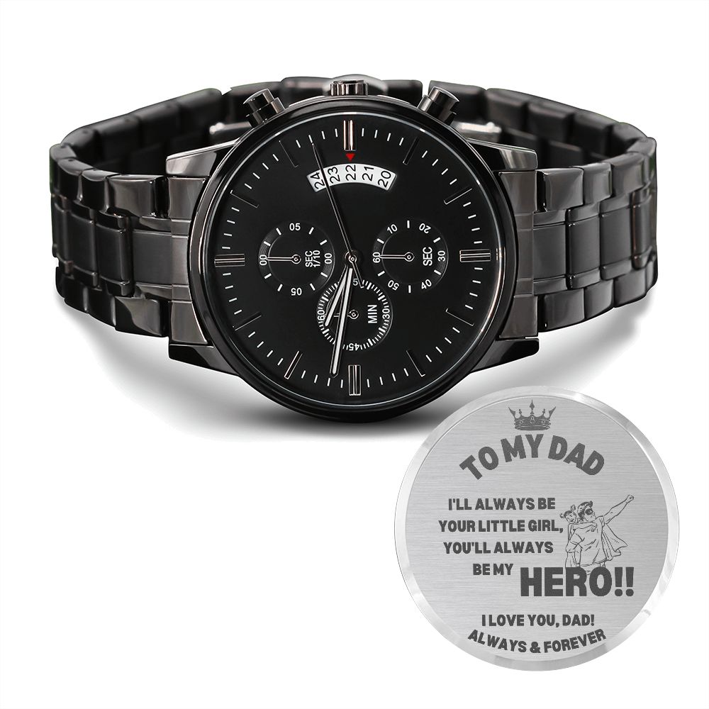Dad / From Daughter / Black Chronograph Watch