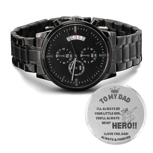 Dad / From Daughter / Black Chronograph Watch