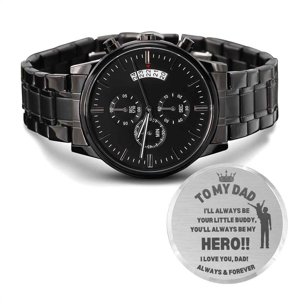 Dad / From Son / Black Chronograph Watch