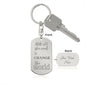 Off She Went / Engraved Dog Tag Keychain
