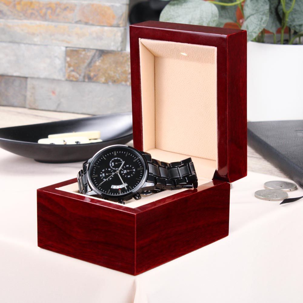 Dad / From Daughter / Black Chronograph Watch