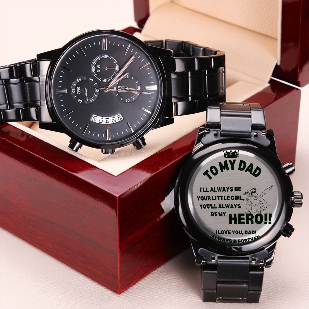 Dad / From Daughter / Black Chronograph Watch