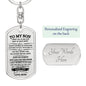 To My Son / Aim for the Skies / Love, Mom / Dog Tag Keychain