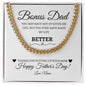 Bonus Dad / Happy Father's Day / Gift from Daughter / Gift from Son / Cuban Link Chain / Personalized Message Card