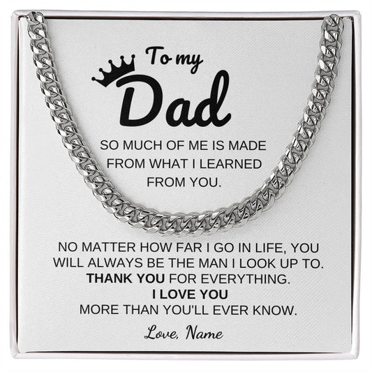 To my Dad / Cuban Link Chain / Personalized Message Card
