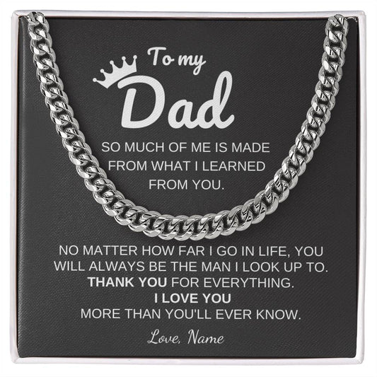 To My Dad / Cuban Lin Chain / Personalized Message Card