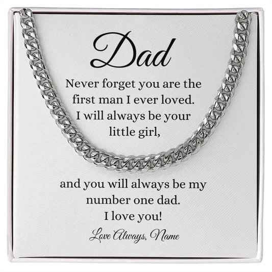 Dad / Gift from Daughter / Cuban Link Chain / Personalized Message Card