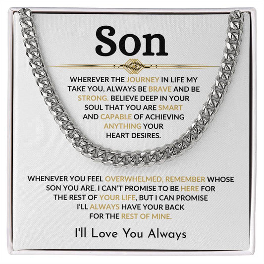 To My Son / Cuban Link Chain / Personalized Message Card