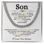 To My Son / Cuban Link Chain / Personalized Message Card