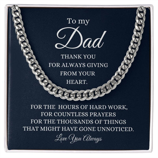 To My Dad / Cuban Link Chain / Personalized Message Card