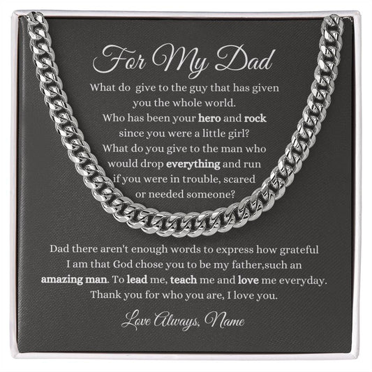 For My Dad / Cuban Link Chain / Personalized Message Card