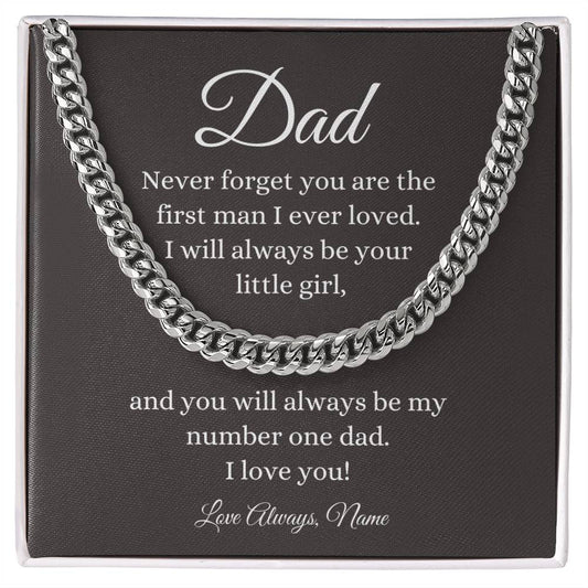 Dad / Gift from Daughter / Cuban Link Chain / Personalized Message Card