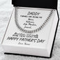 Daddy / Happy Father's Day / Gift from Daughter / Gift from Son / Cuban Link Chain / Personalized Message Card