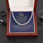 My Dear Son / I Love You / Gift from Mom / Gift from Dad / Cuban Link Chain / Personalized Message Card