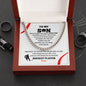 To My Son / Number One Hockey Player / Gift from Mom / Gift from Dad / Cuban Link Chain / Personalized Message Card