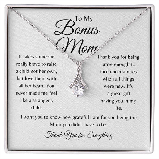 To My Bonus Mom / Alluring Beauty Necklace / Personalized Message Card