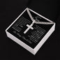 To Our Son / Love, Mom & Dad / Cuban Chain with Artisan Cross Necklace with Personalization