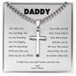Daddy / My Hero / Chain Link Chain with Personalized Artisan Cross / Personalized Message Card