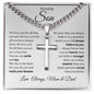 Our Son / Love, Mom & Dad / Cuban Link with Artisan Cross Necklace with Personalization