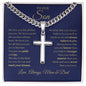 To Our Son / Love, Mom & Dad / Cuban Link with Artisan Cross Necklace with Personalization