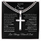 To Our Son / Love, Mom & Dad / Cuban Chain with Artisan Cross Necklace with Personalization