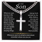To My Son / Cuban Chain with Artisan Cross Necklace with Personalization