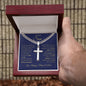 To Our Son / Love, Mom & Dad / Cuban Link with Artisan Cross Necklace with Personalization