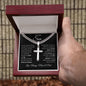 To Our Son / Love, Mom & Dad / Cuban Chain with Artisan Cross Necklace with Personalization