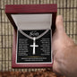 To My Son / Cuban Chain with Artisan Cross Necklace with Personalization