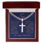 To Our Son / Love, Mom & Dad / Cuban Link with Artisan Cross Necklace with Personalization