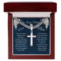 Sympathy/ In Loving Memory of your Mom / Personalized Steel Cross on Cuban Chain