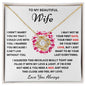 To My Beautiful Wife / Love Knot Necklace / Personalized Message Card