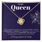 To My Queen / Love Knot Necklace / Personalized Message Card