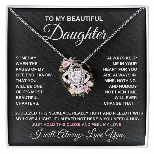 To My Daughter / Gift from Mom/ Gift From Dad / Love Knot Necklace