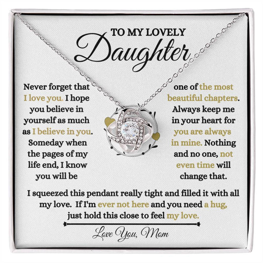 To My Lovely Daughter / Gift from Mom / Gift from Dad / Love Knot Necklace / Personalized Message Card