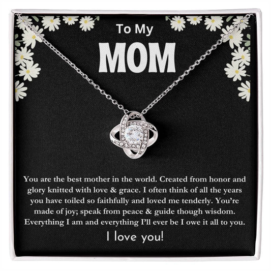 To My Mom / Love Knot Necklace / Personalized Message Card